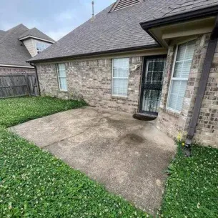 Dirty patio before pressure washing