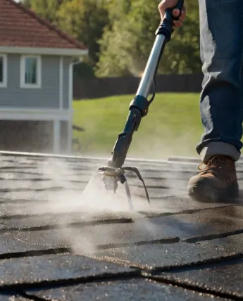 Pressure washing a resdiential roof