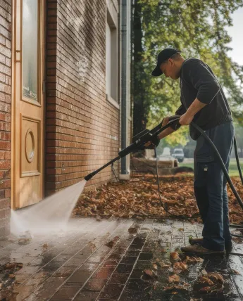 Pressure washing house siding