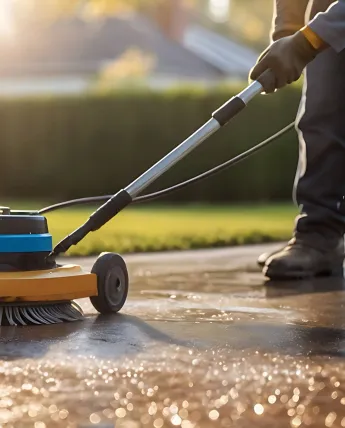 Pressure washing commercial parking lot