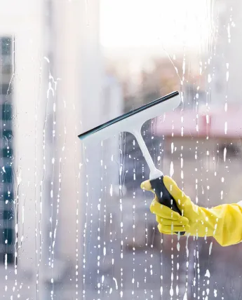 Cleaning storefront windows